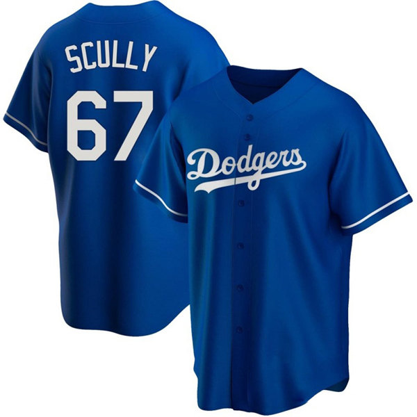 Men's Blue Los Angeles Dodgers #67 Vin Scully Cool Base Stitched Baseball Jersey